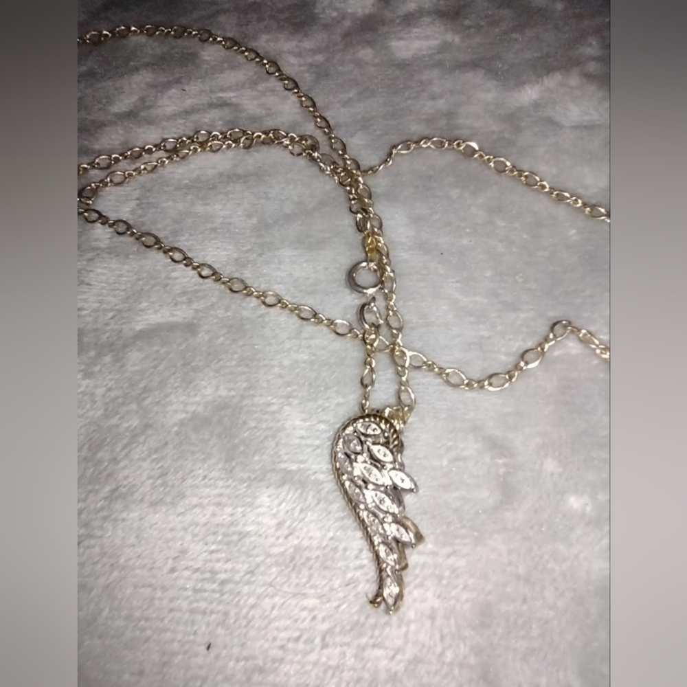 Wing Pendant, Gold over .925 Silver w/tiny Ddiamonds